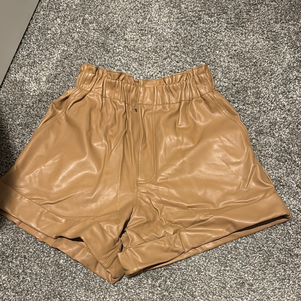 Abercrombie Tan faux Leather Shorts